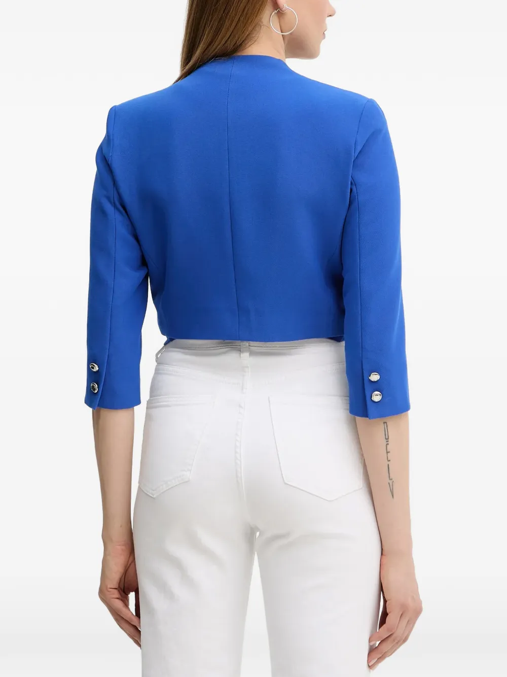Morgan Cropped jack met manchetten met knopen Blauw