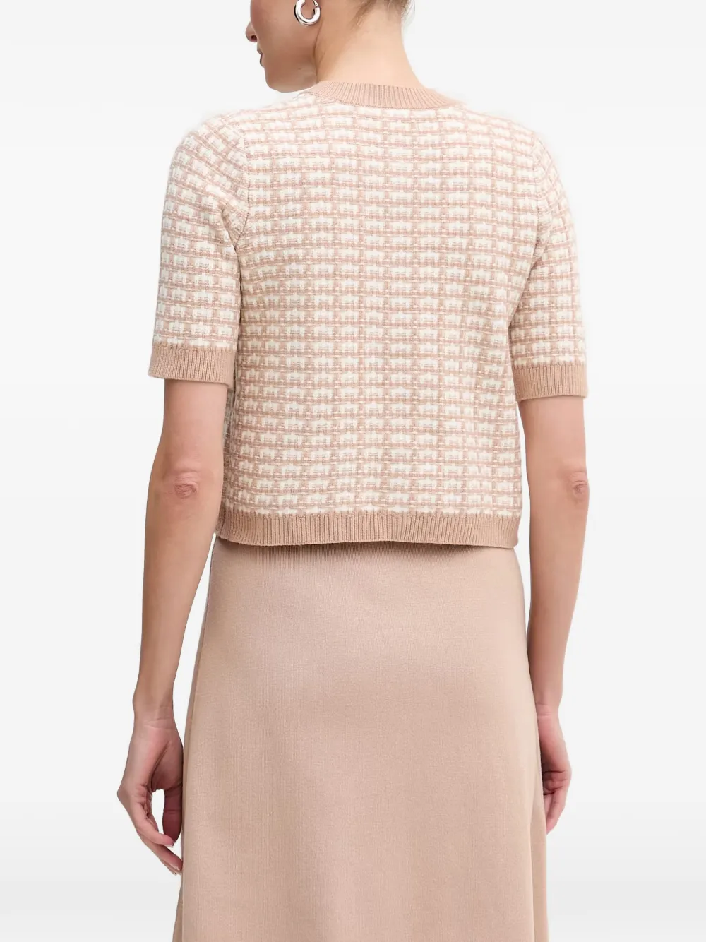 Morgan check-pattern two-piece mini dress Beige