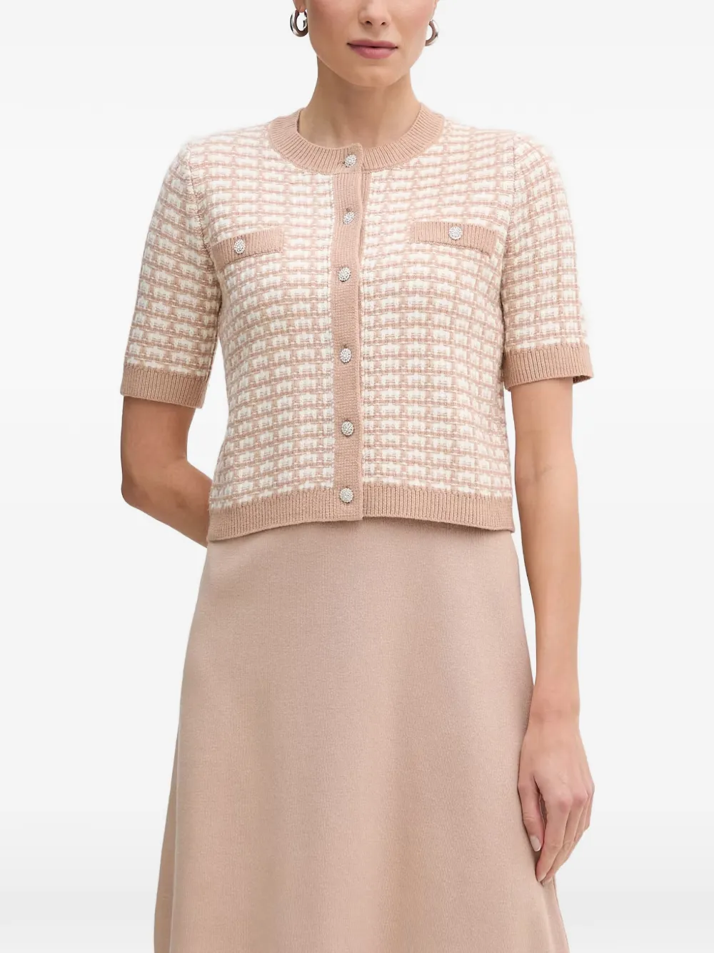 Morgan check-pattern two-piece mini dress Beige