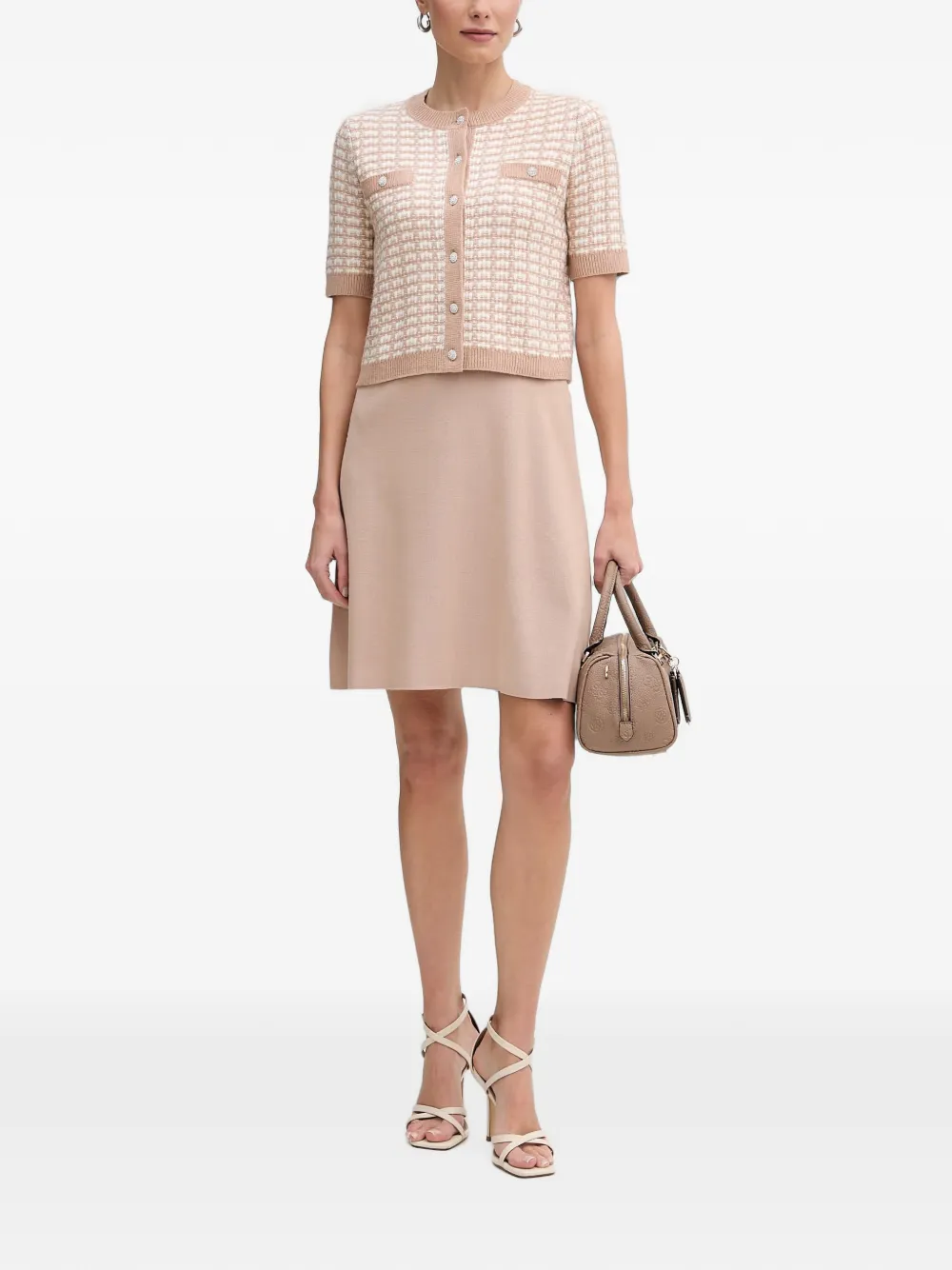 Morgan check-pattern two-piece mini dress Beige