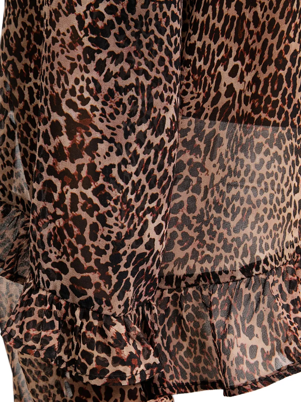 Morgan Top met dierenprint en ruches Bruin