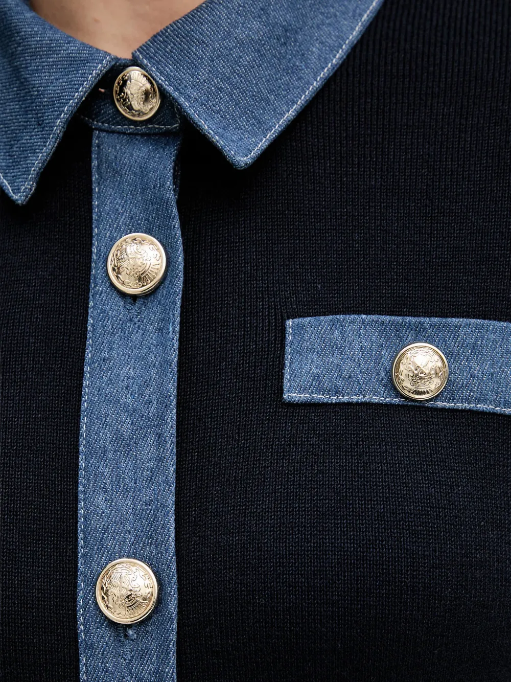 Morgan Button-up mini-jurk met denim vlak Blauw