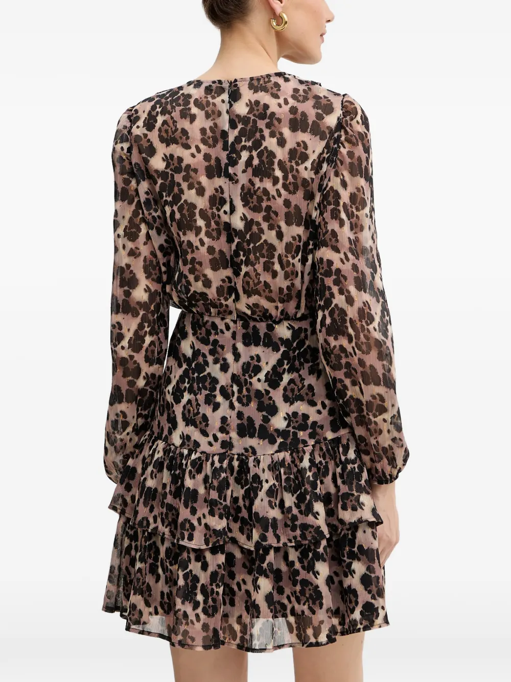 Morgan leopard-print ruffled mini dress Beige