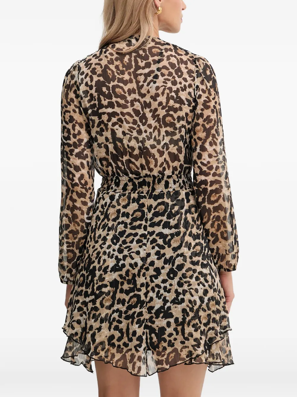 Morgan leopard-print wrap-style mini dress Beige