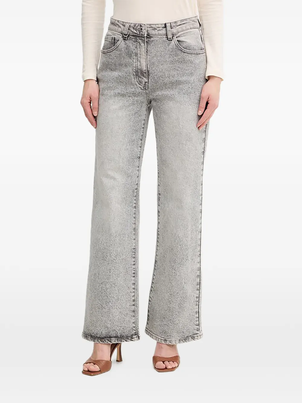Morgan Pigrim Straight-leg Jeans In Gray