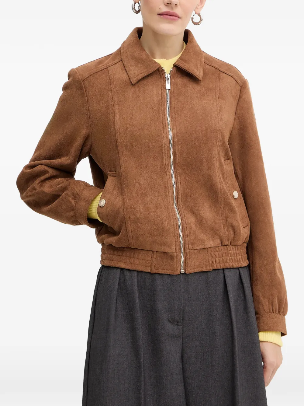 Morgan zip-up suede-effect jacket