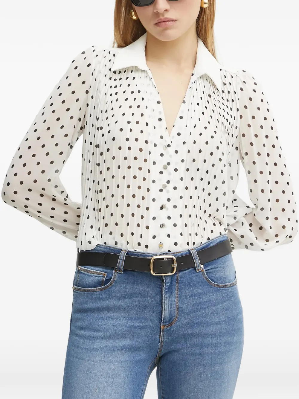 Morgan polka-dot pleated shirt