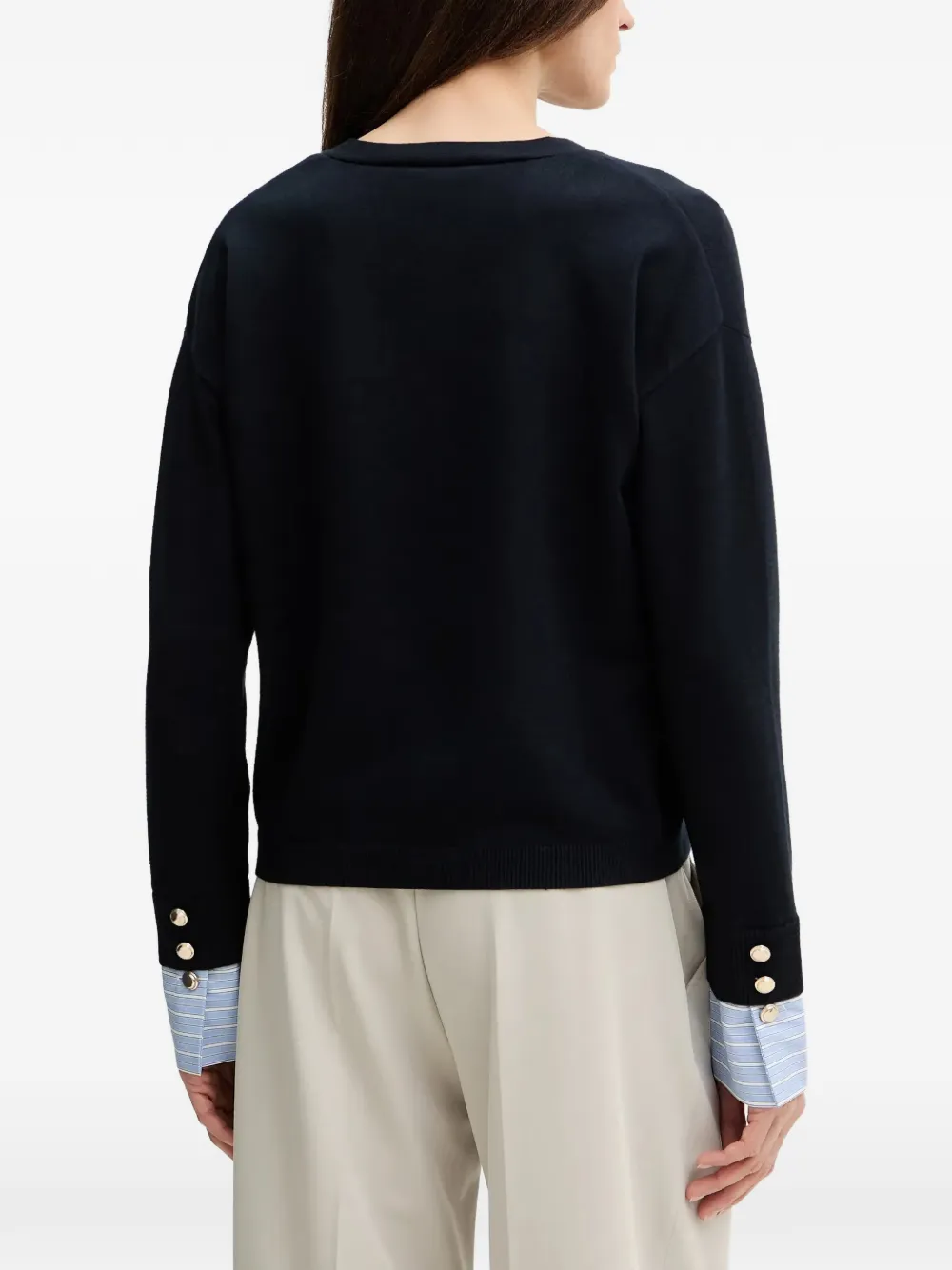 Morgan V-neck Buttoned Sweater In Blue