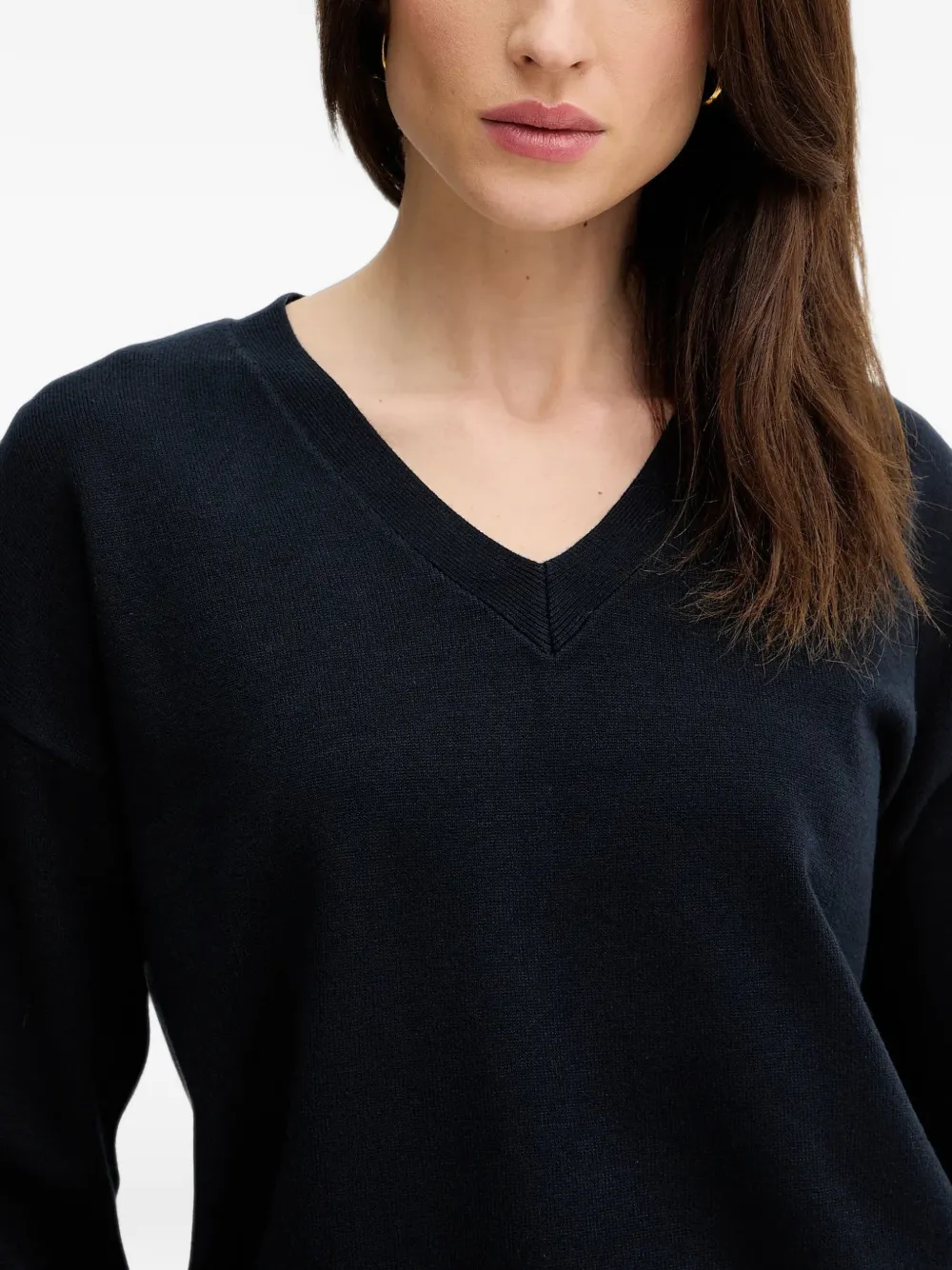 Morgan V-neck Buttoned Sweater In Blue