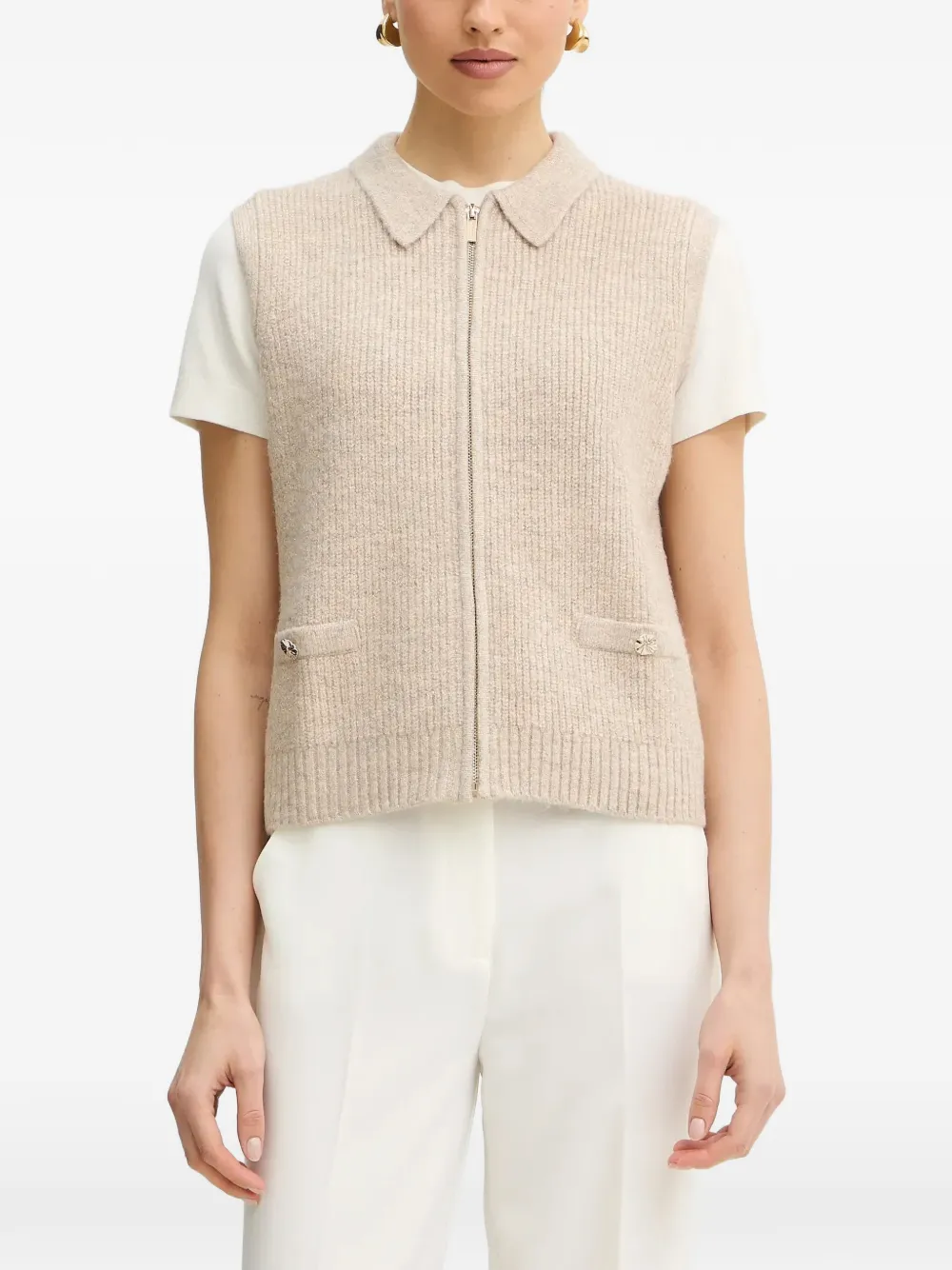 Morgan Zip Pocket Cardigan In Neutrals