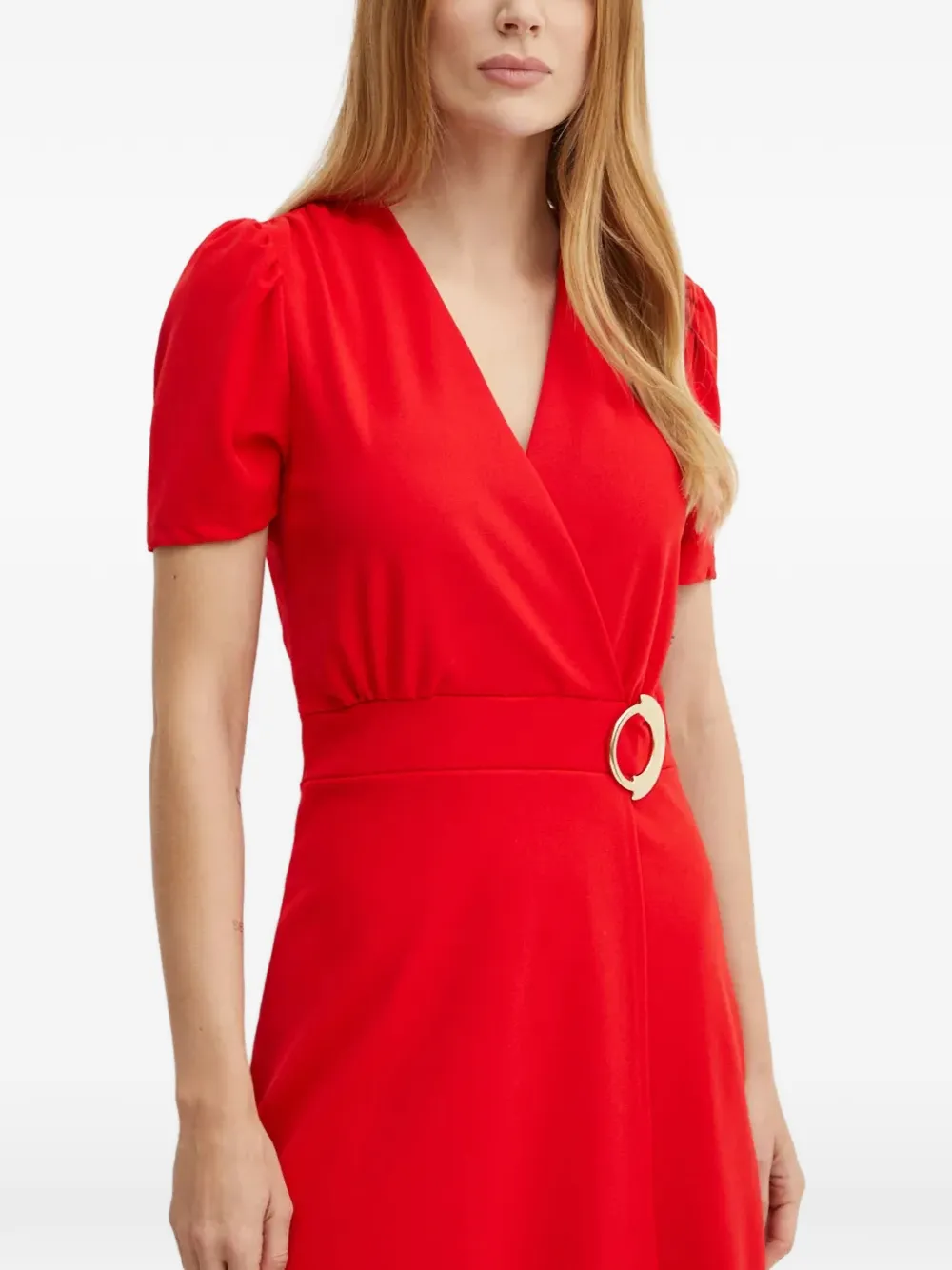 Morgan buckle-detail mini dress Rood
