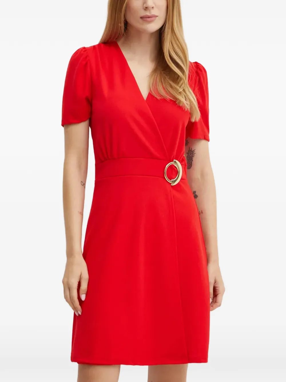 Morgan buckle-detail mini dress Rood