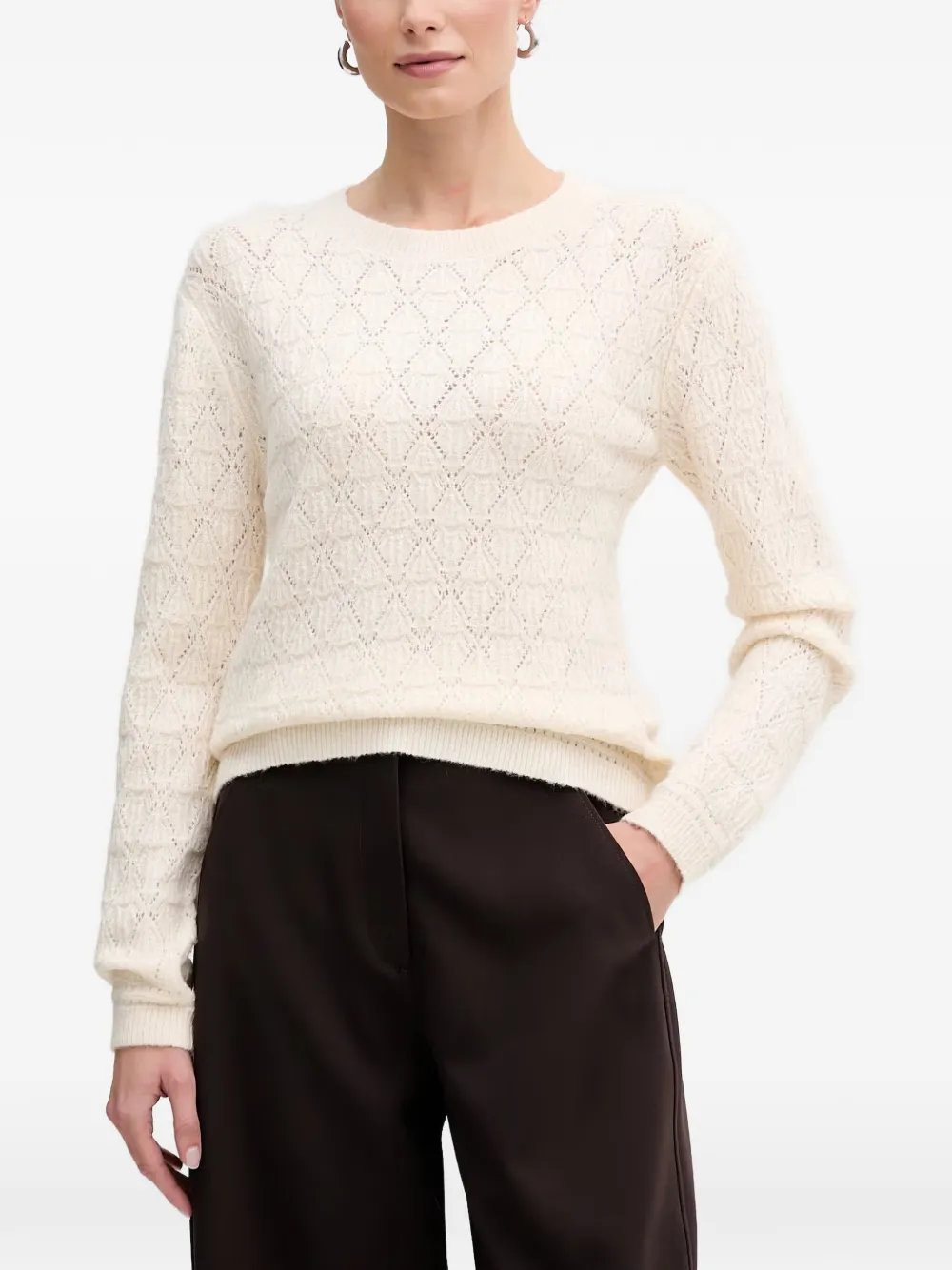Morgan Diamond Pattern Sweater In Neutrals