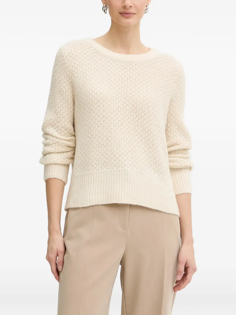Morgan textured crew-neck sweater