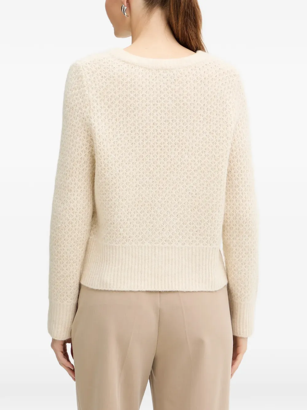 Morgan textured crew-neck sweater Beige