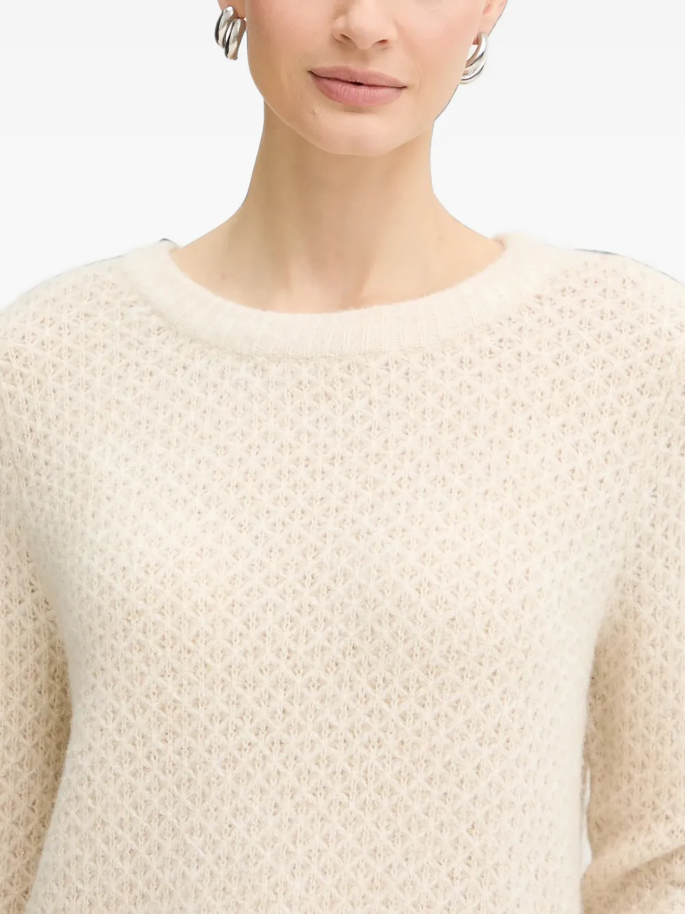 Morgan textured crew-neck sweater Beige