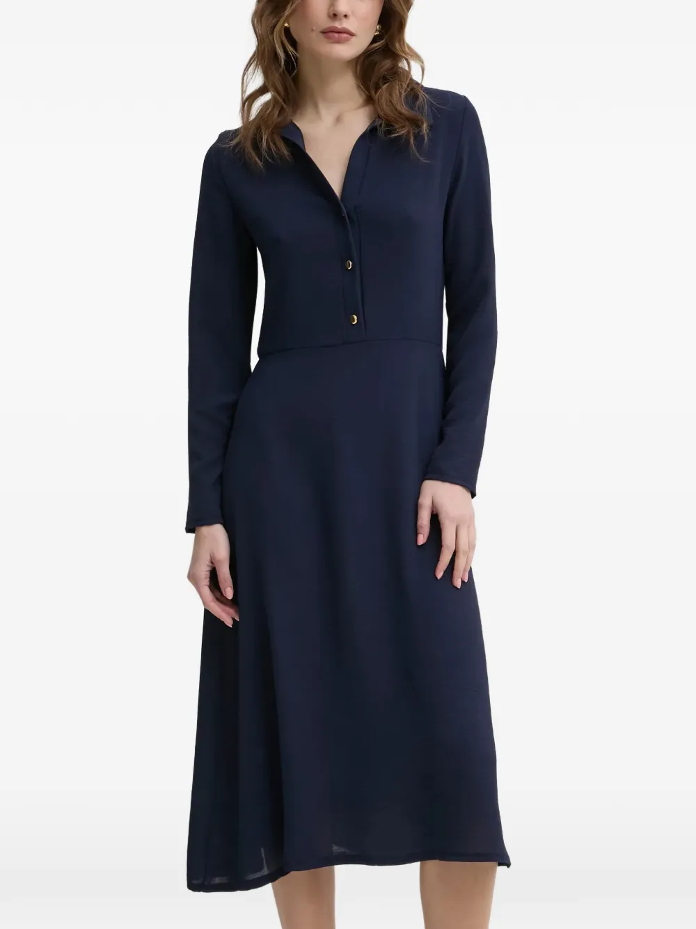 Morgan button-up long-sleeve midi dress