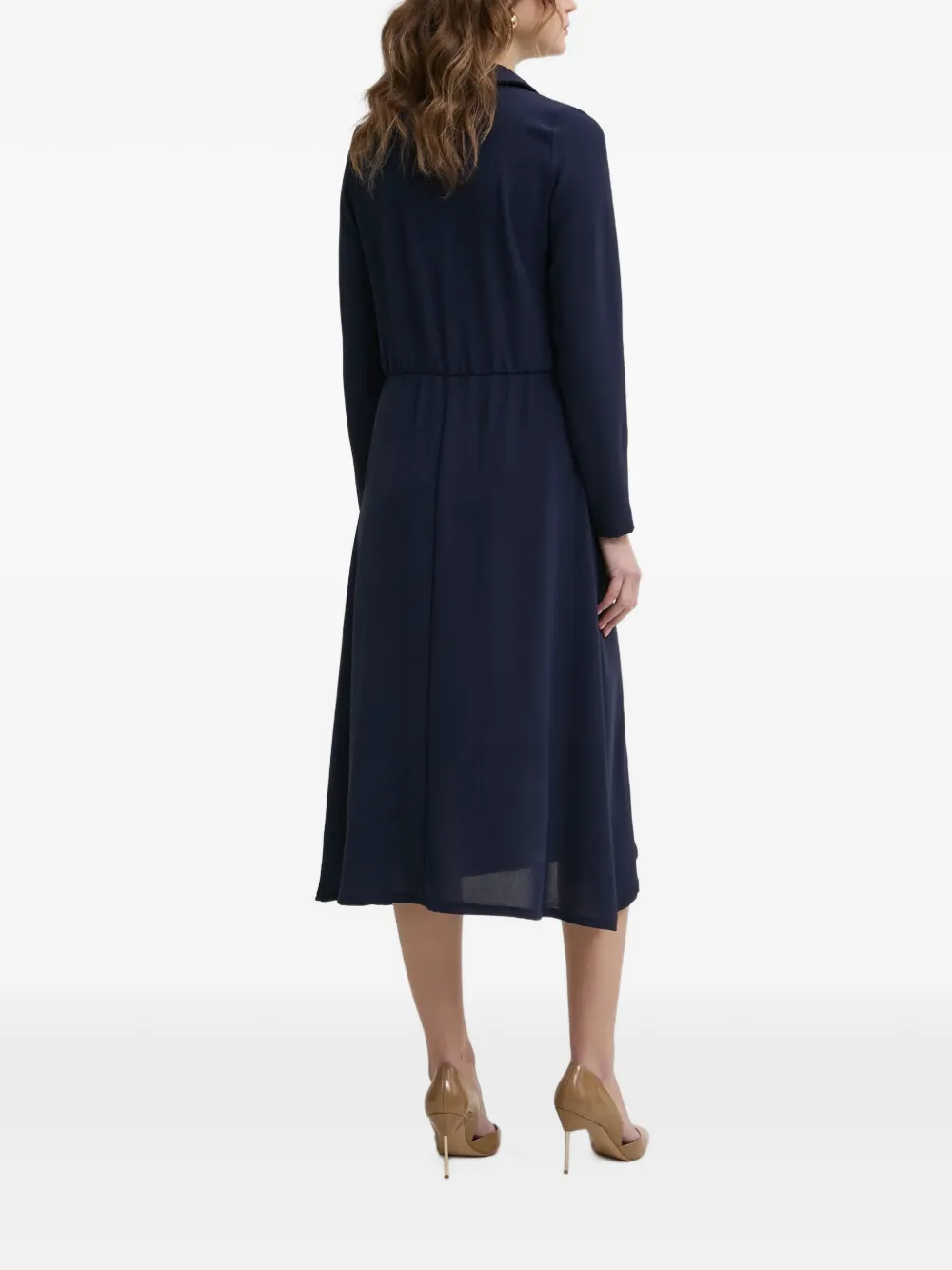 Morgan Midi-jurk met lange mouwen en knopen Blauw