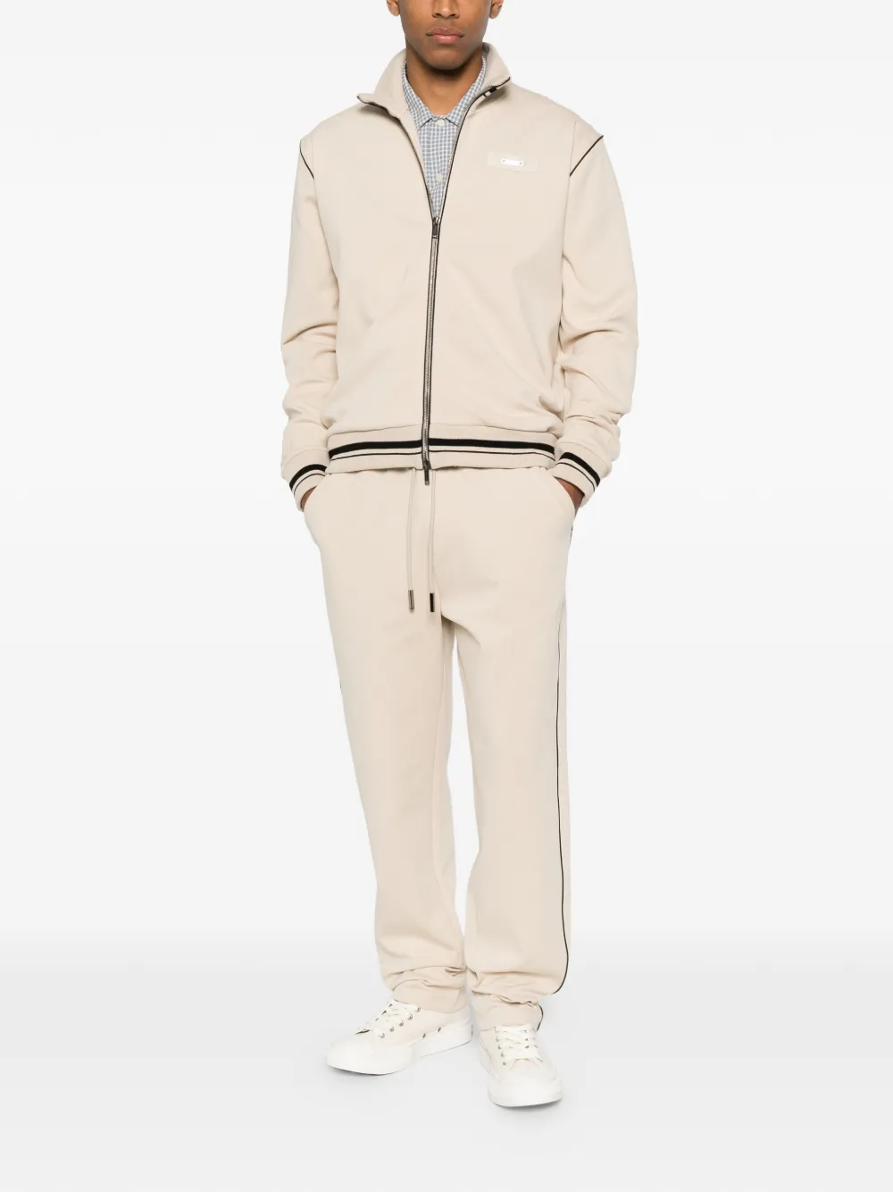 Iceberg Sweater met gestreepte afwerking en rits Beige