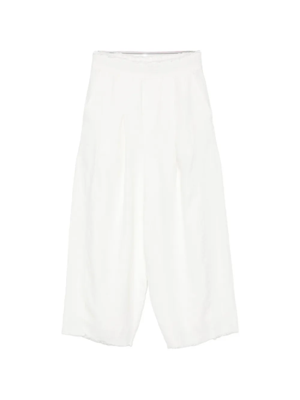 Osklen pleated frayed-hem linen trousers - Bianco