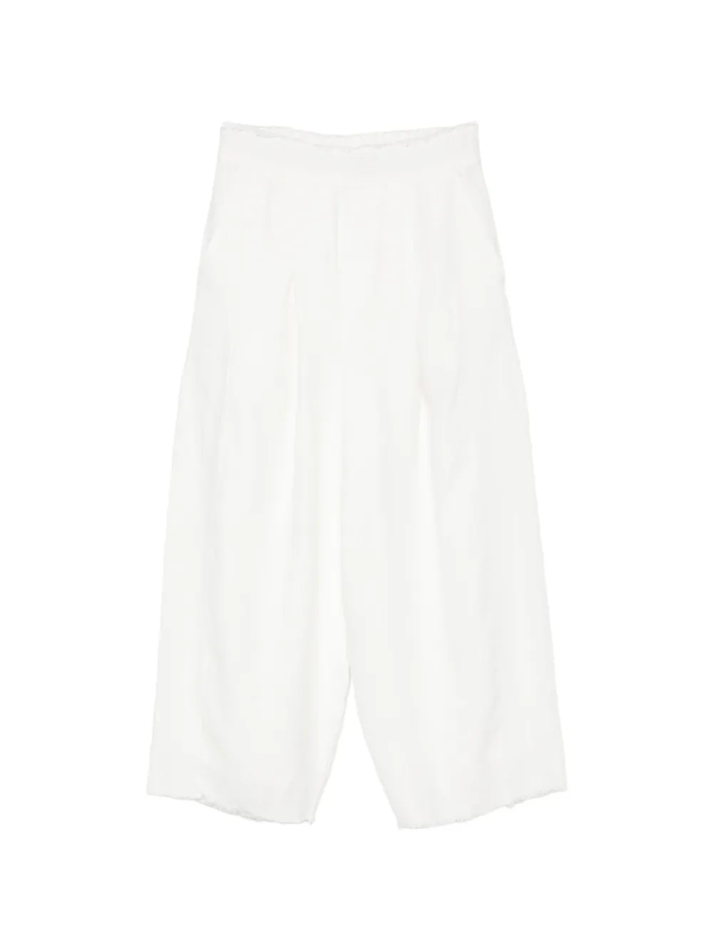 Osklen pleated frayed-hem linen trousers - Bianco