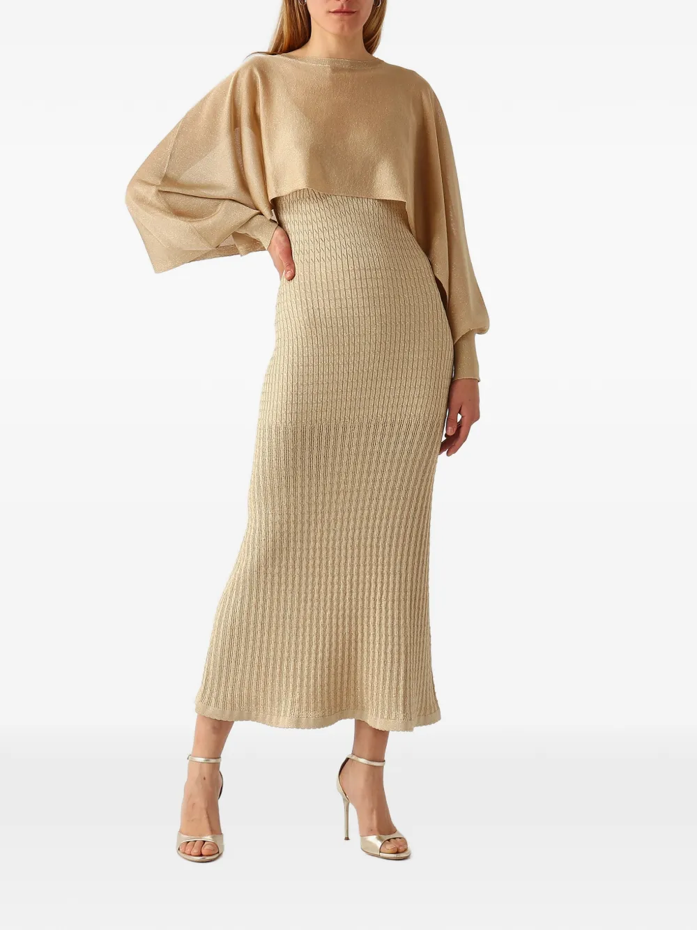 TWINSET Ribgebreide jurk Beige