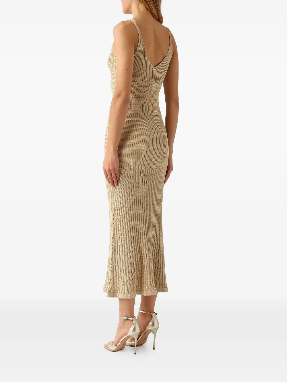 TWINSET Ribgebreide jurk Beige
