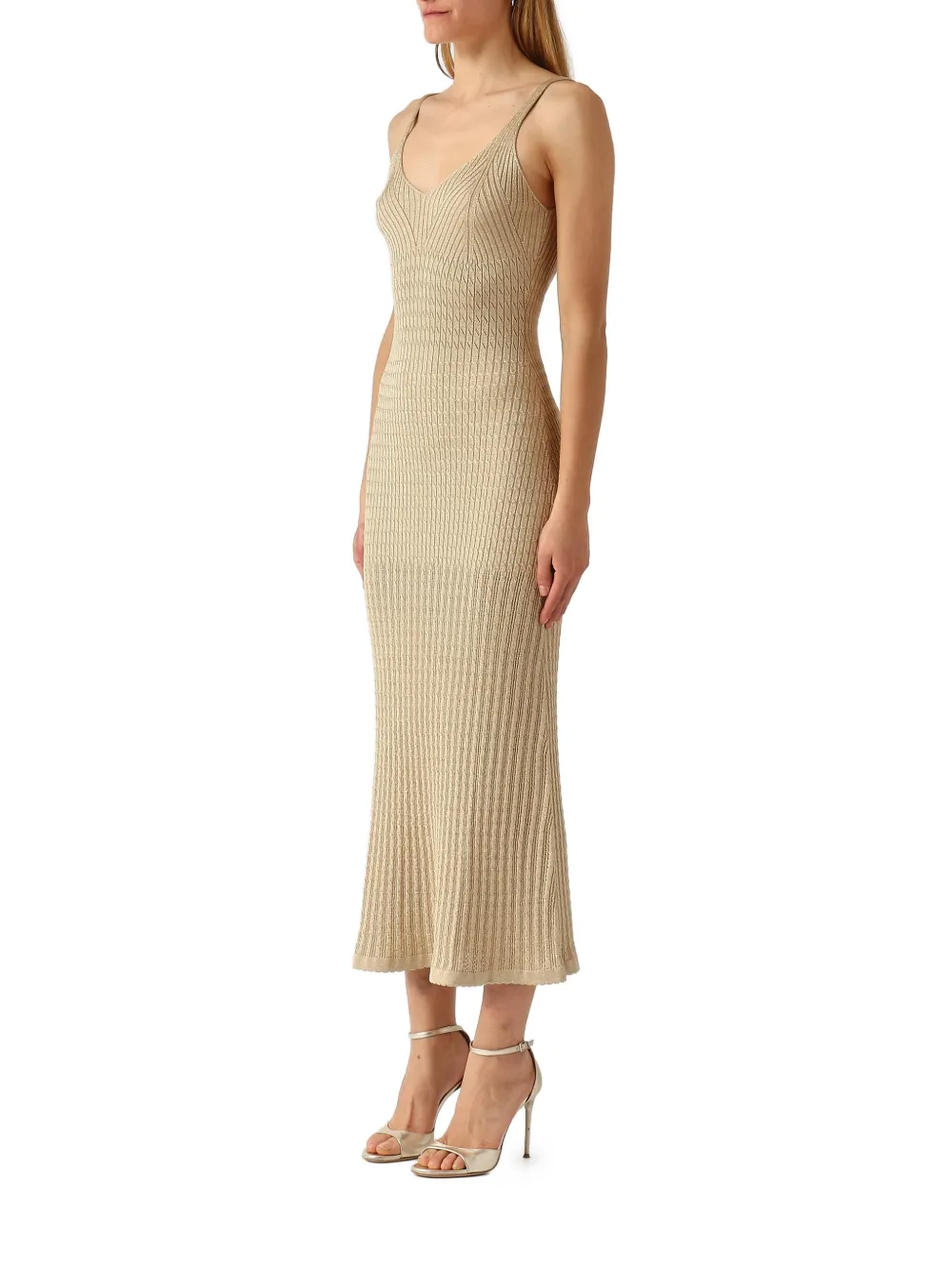 TWINSET Ribgebreide jurk Beige