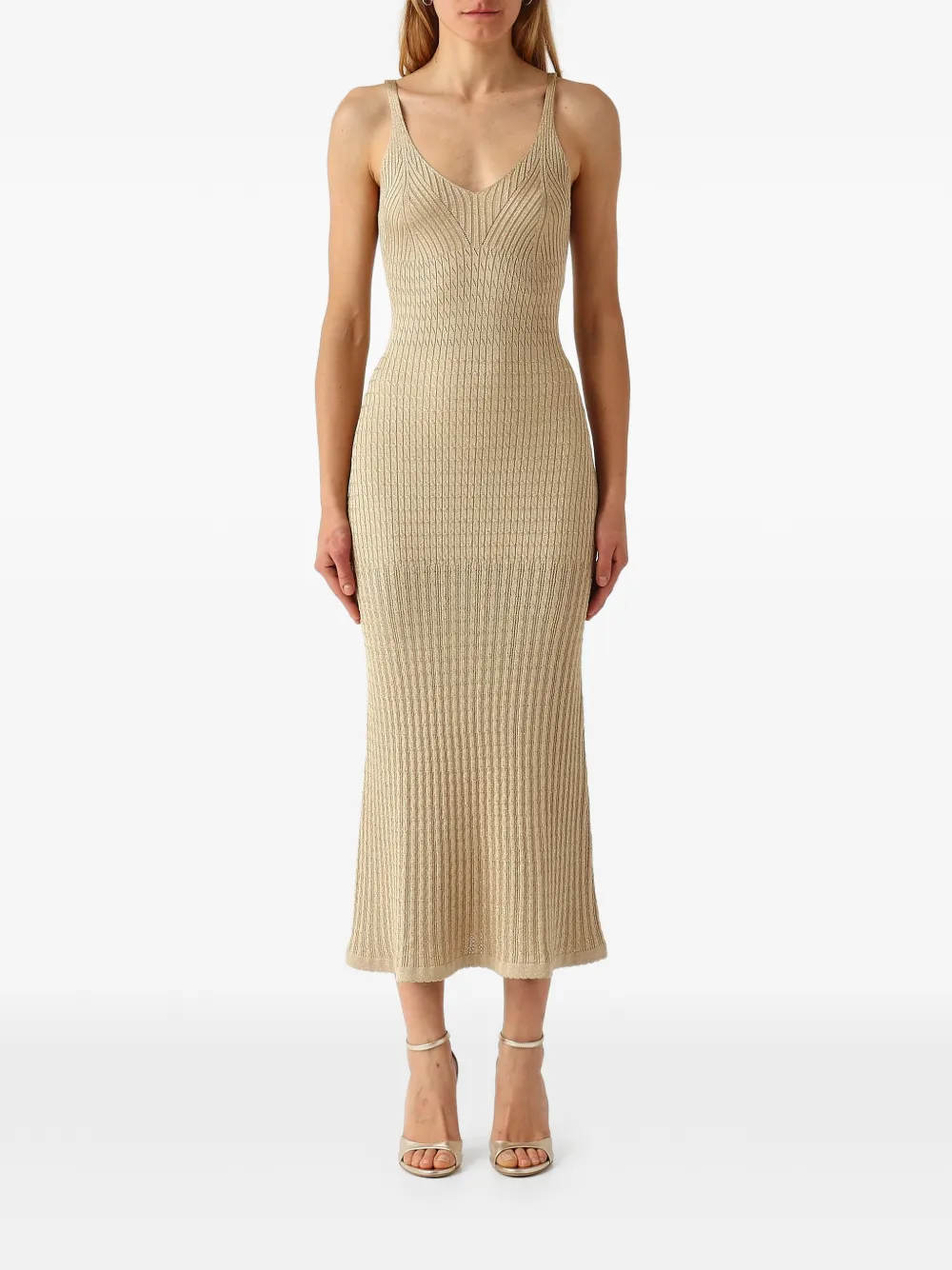 TWINSET ribbed-knit metallic dress - Toni neutri