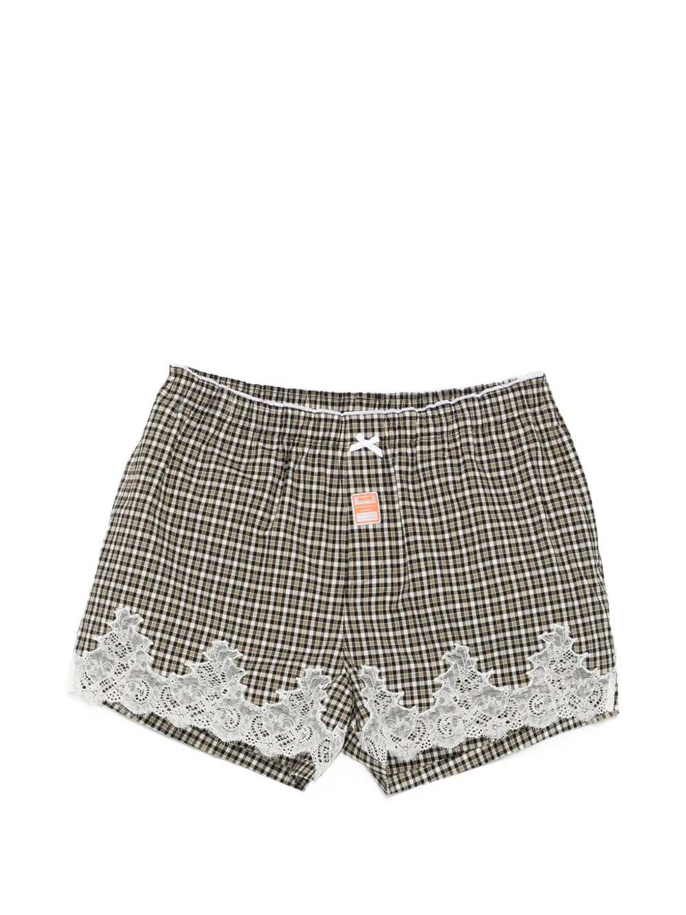 Martine Rose check lace-trim shorts - Nero