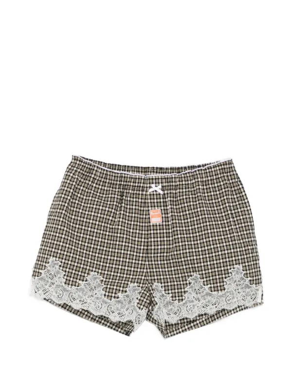 Martine Rose チェック レーストリム ショートパンツ | ブラック