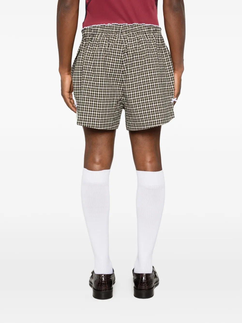 Martine Rose Geruite shorts met kant Zwart