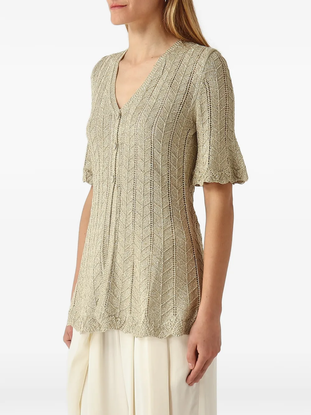 TWINSET Gebreide trui met chevron patroon Goud
