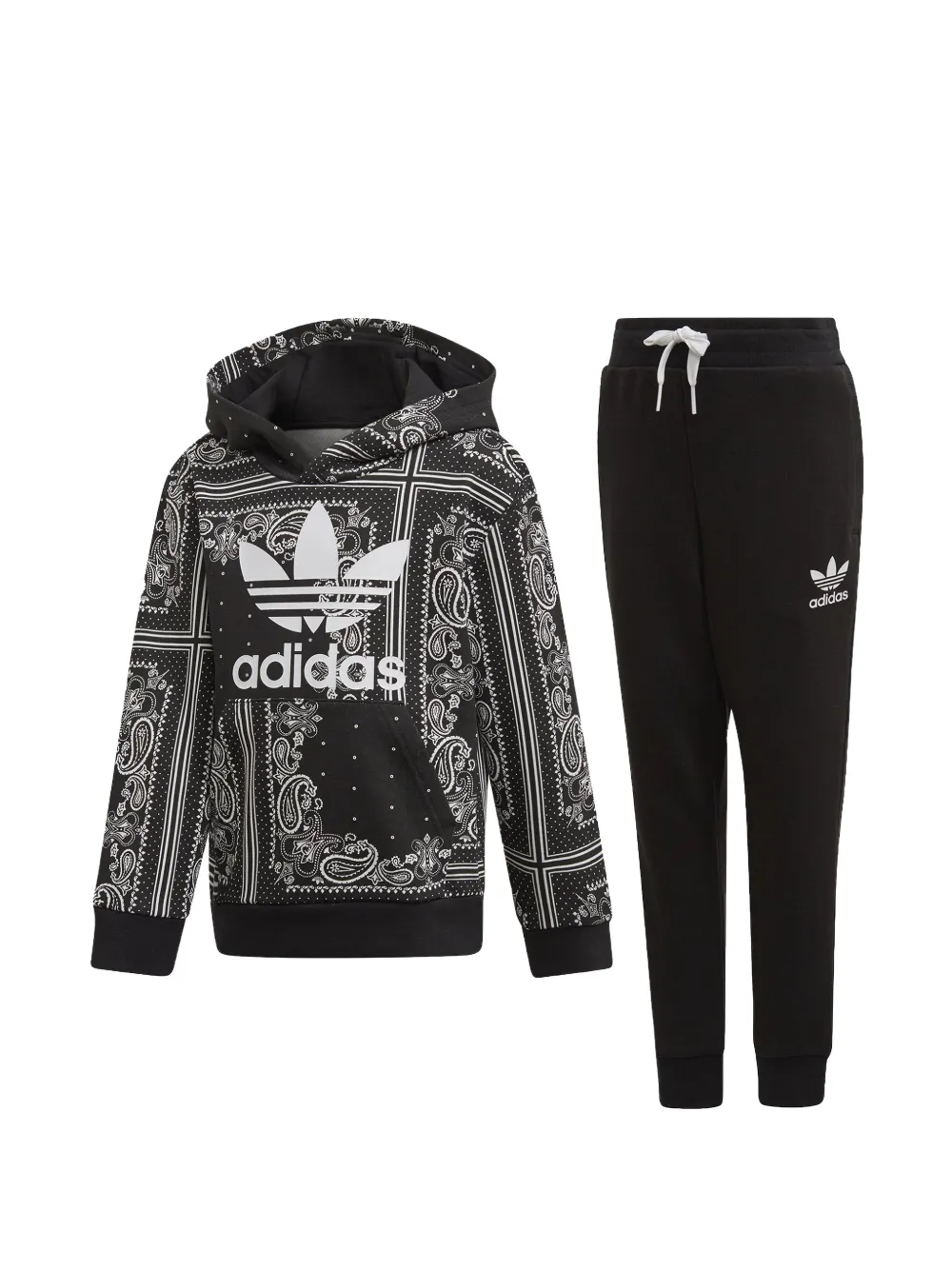 adidas Kids bandana-pattern hooded tracksuit - Nero