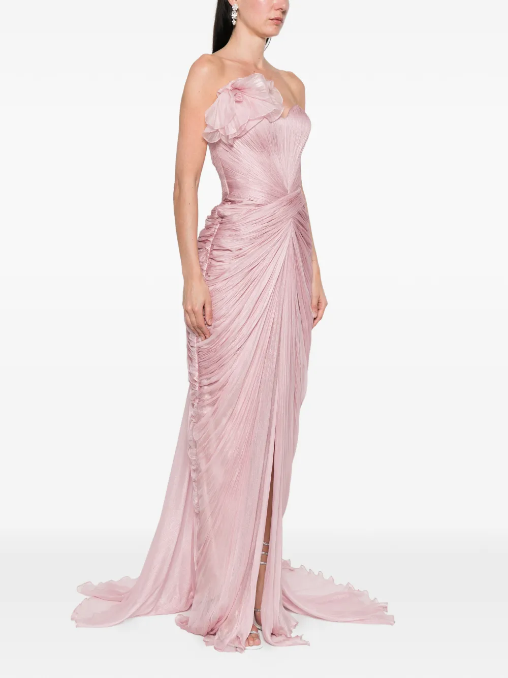 Iris Serban Suriel maxi-jurk met ruches Roze