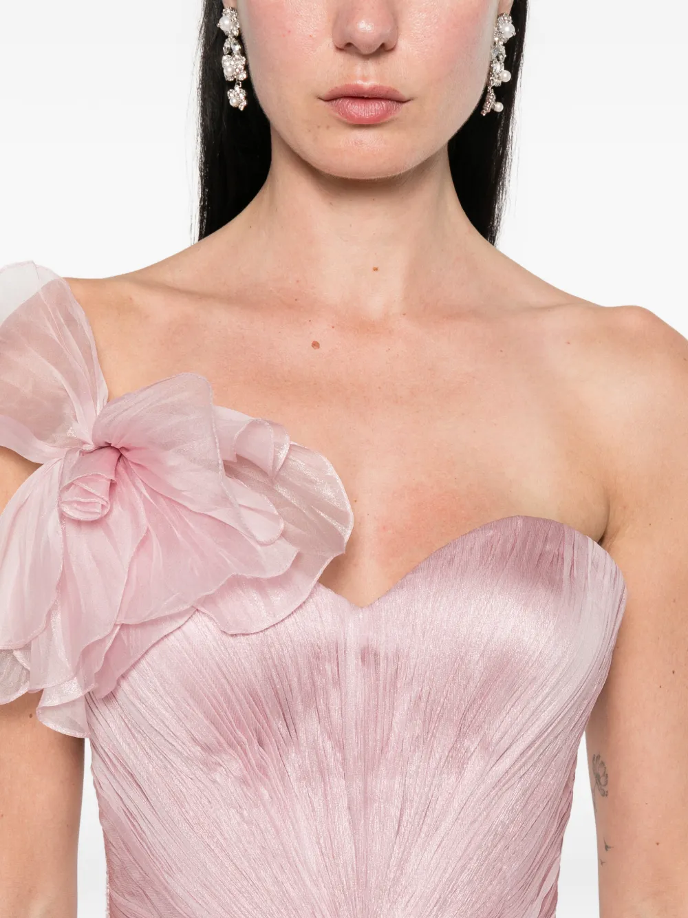 Iris Serban Suriel maxi-jurk met ruches Roze
