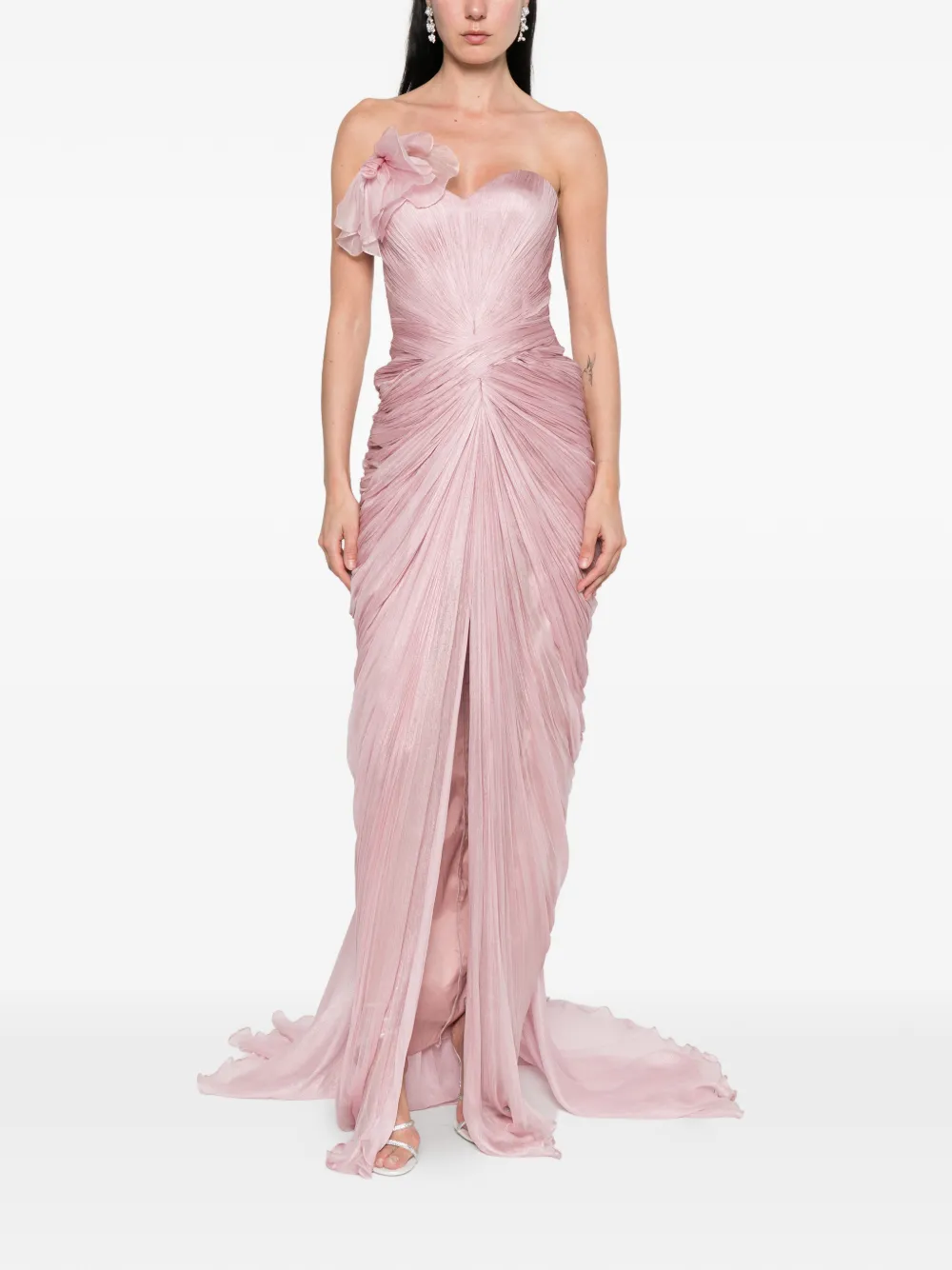 Iris Serban Suriel maxi-jurk met ruches Roze