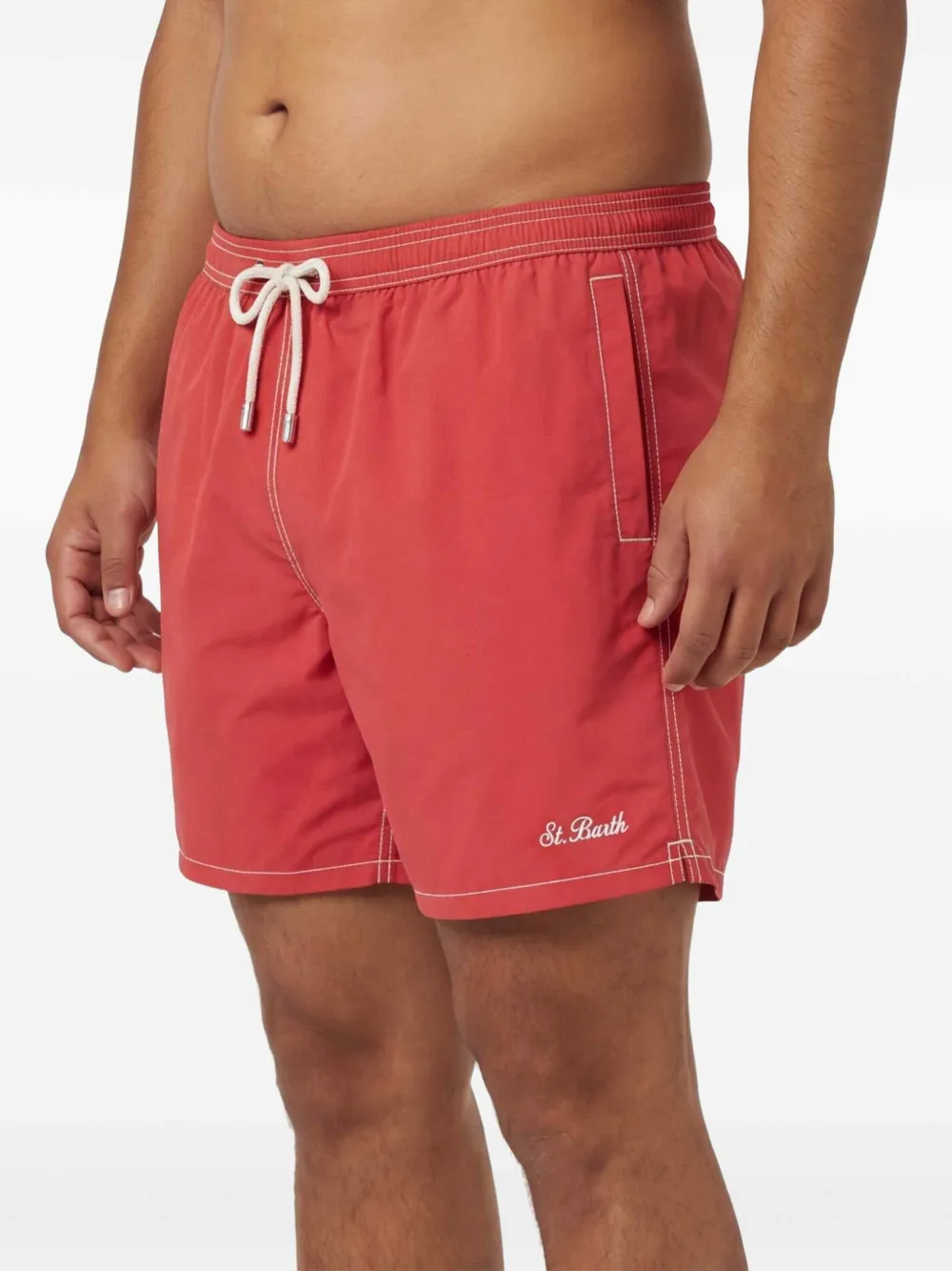 MC2 Saint Barth Patmos zwembroek met contrasterend stiksel Rood