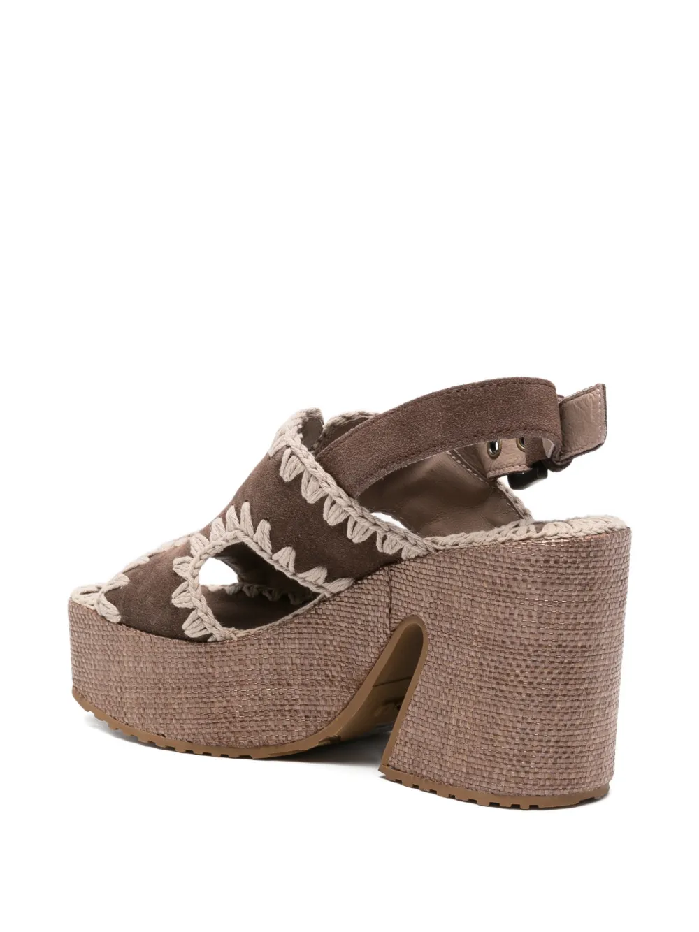 Mou crochet-trim leather sandals Bruin