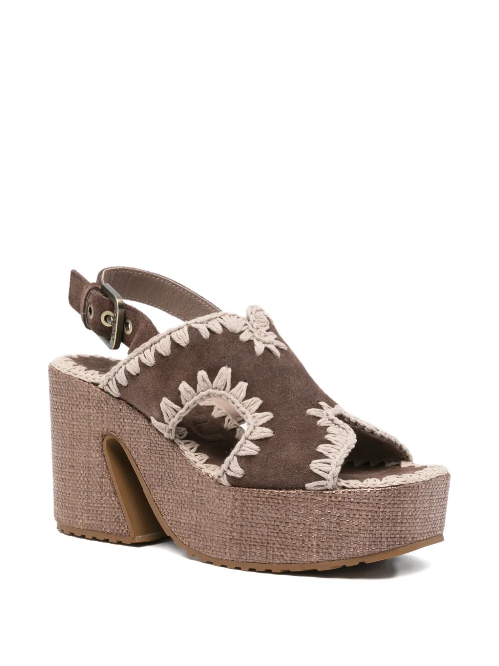 Mou crochet-trim leather sandals Bruin