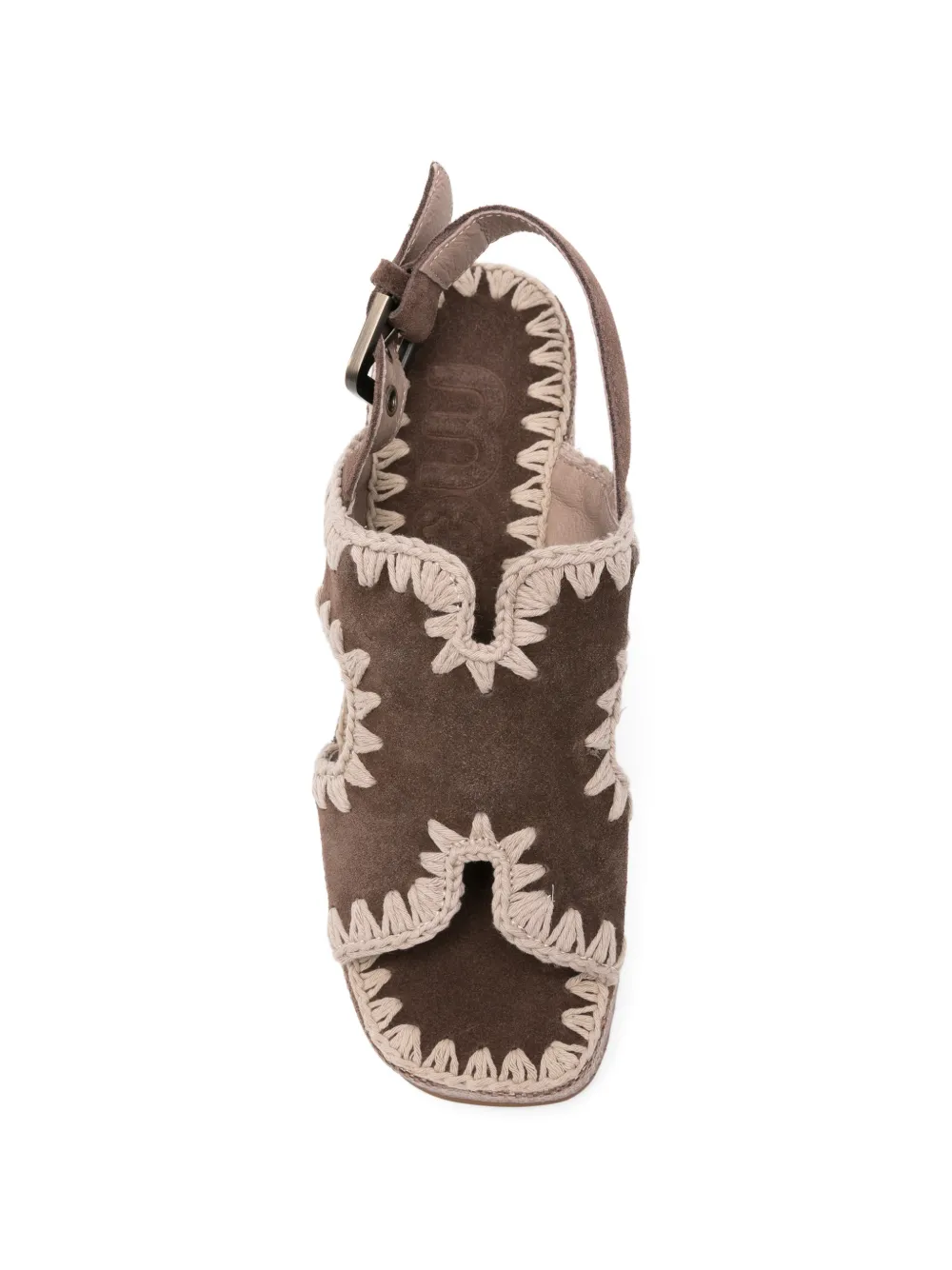 Mou crochet-trim leather sandals Bruin