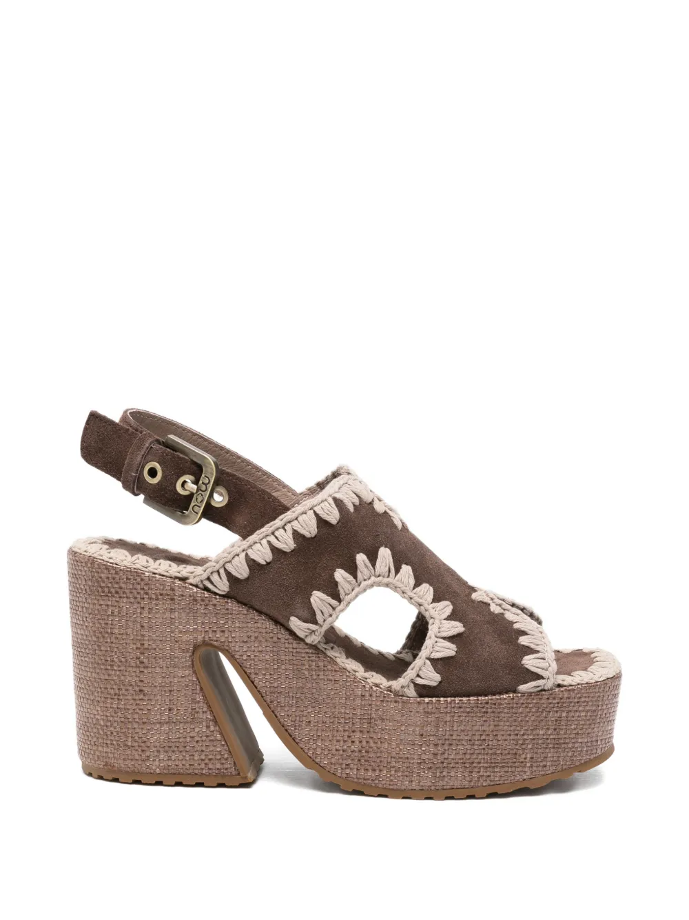 Mou crochet-trim leather sandals Bruin