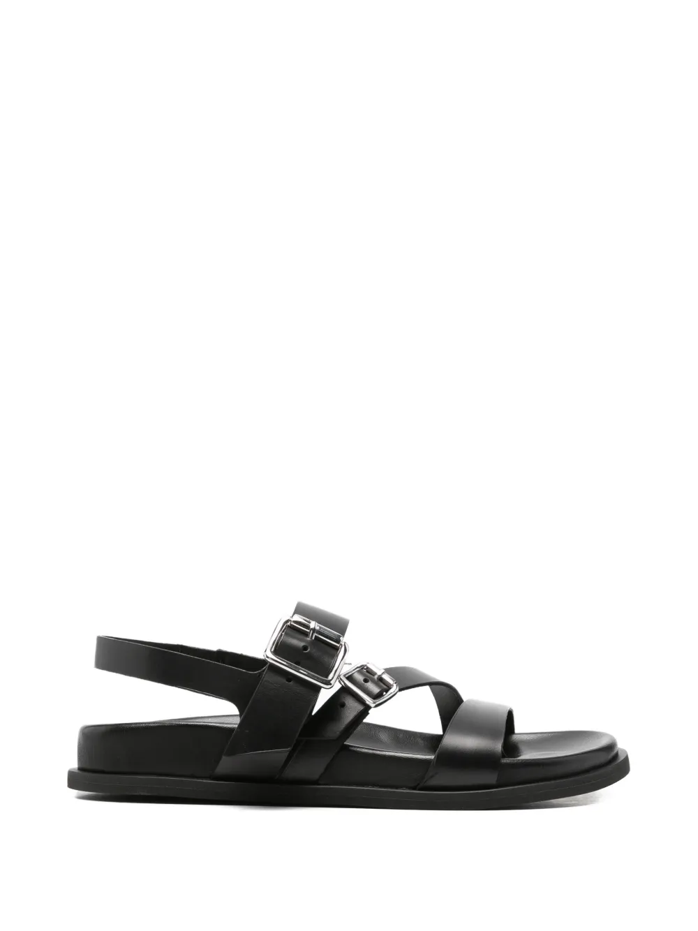 GUGLIELMO ROTTA buckle-strap leather sandals Zwart