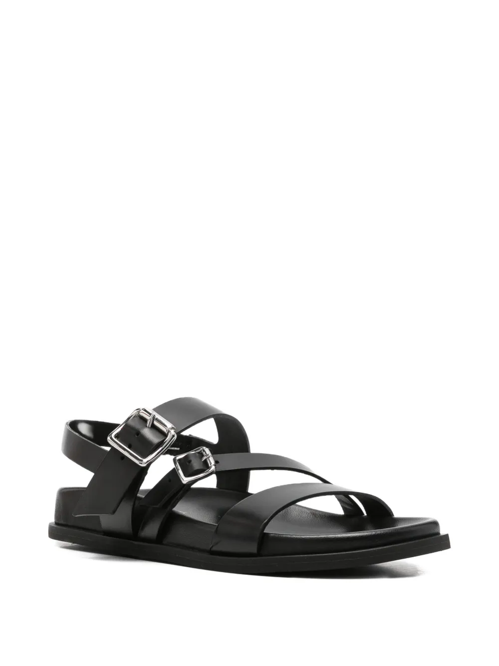 GUGLIELMO ROTTA buckle-strap leather sandals Zwart