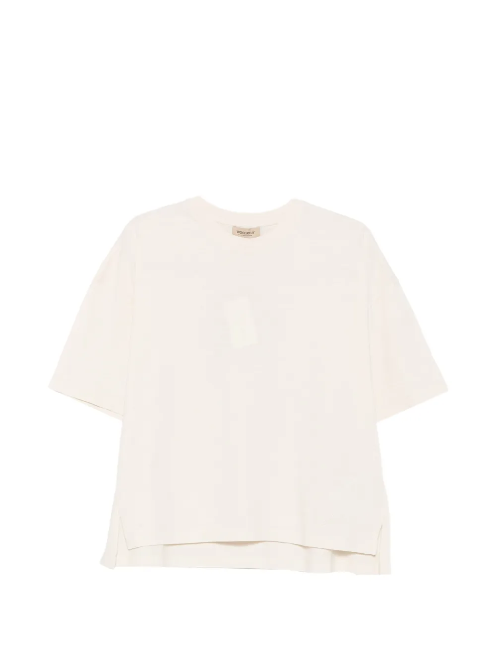 Woolrich logo-embroidered side-slit T-shirt - Nude