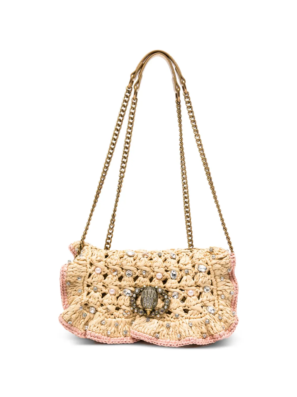 Kurt Geiger small Chelsea ruffled embellished shoulder bag - Toni neutri