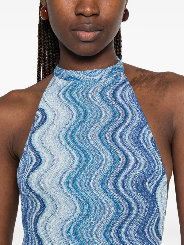 blue knit halterneck dress MC2 Saint Barth Tony zigzag-knit Maxi | camoflauge