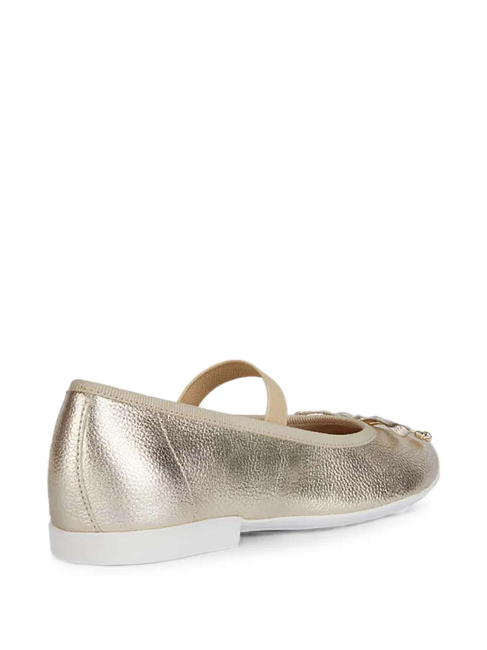 Geox Kids Plie bow-detail metallic ballet flats Goud