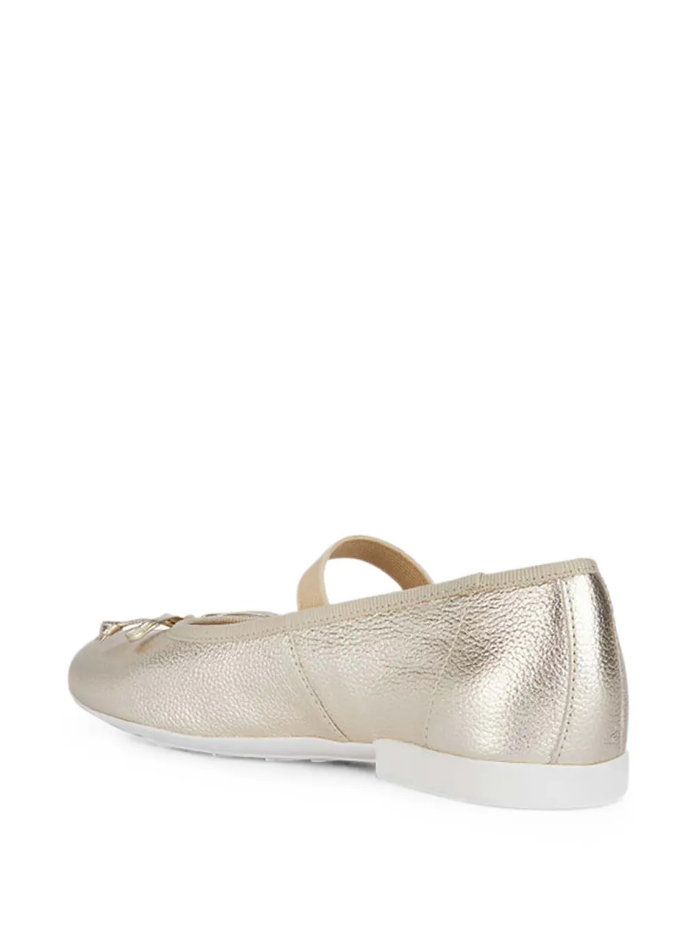 Geox Kids Plie bow-detail metallic ballet flats Goud