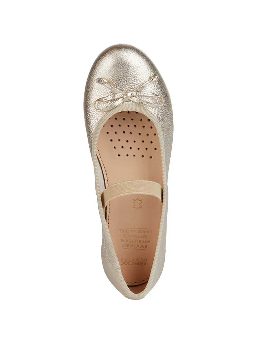 Geox Kids Plie bow-detail metallic ballet flats Goud